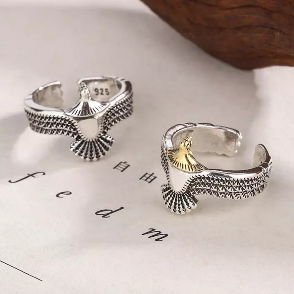 𝅺new  Eagle Wing Sterling Silver Ring